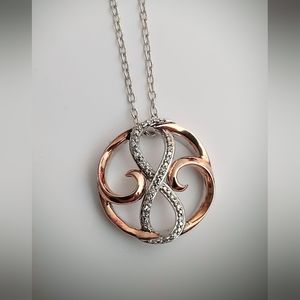 Gorgeous Jewelili 10k Rose Gold Sterling Silver and Natural Diamonds Pendant